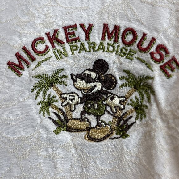 Disney Parks Mickey Mouse In Paradise Shirt Mens XXXL Embroidered Button Up Tan - Picture 7 of 7